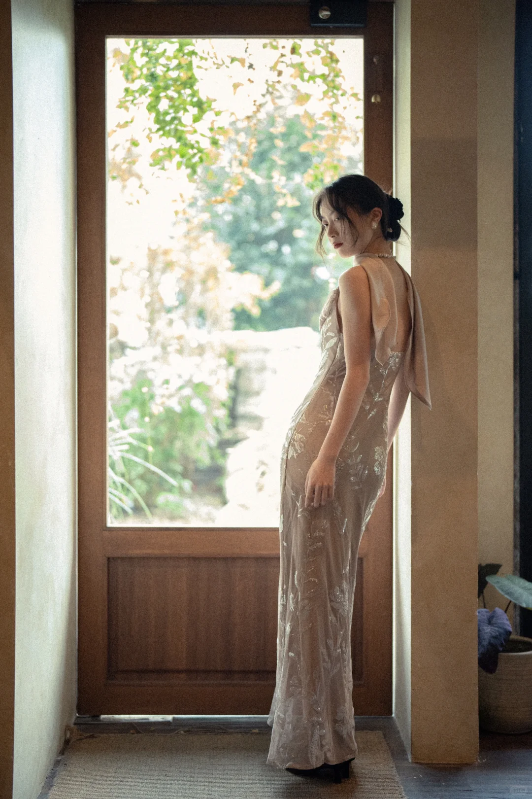 Vinatge Sheath Spaghetti Strap Exquisite Beaded Chiffon Long Prom Dress Party Dress DP4534