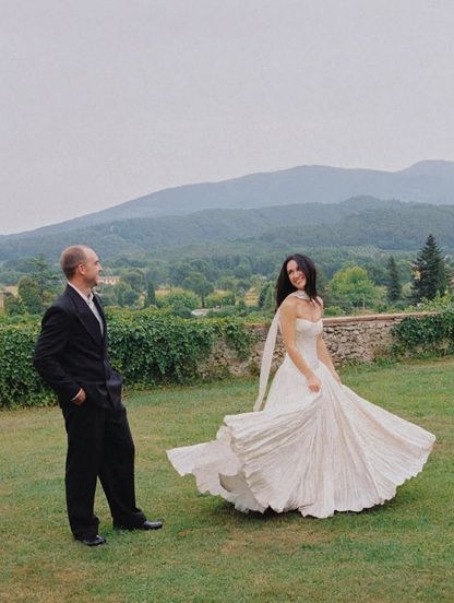 Elegant Ball Gown Strapless Corset Pleated Satin Prom Dress Wedding Dress DP4283