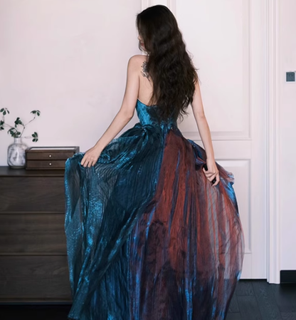Sapphire A Line Sweetheart Neck Tulle Prom Dress Evening Dress Formal Dress DP3155