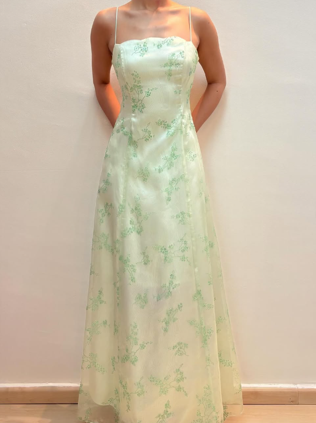 Elegant A Line Strapless Print Flower Tulle Prom Dress Evening Dress DP1742