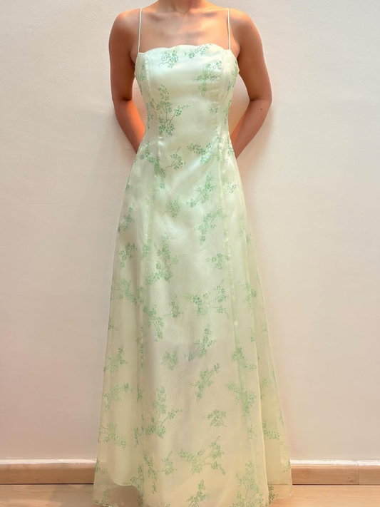 Elegant A Line Strapless Print Flower Tulle Prom Dress Evening Dress DP1742
