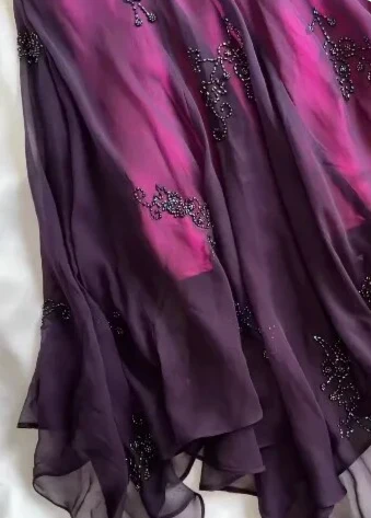 Vintage Purple Halter Mermaid Beaded Prom Dress Long Party Evening Dress DP715