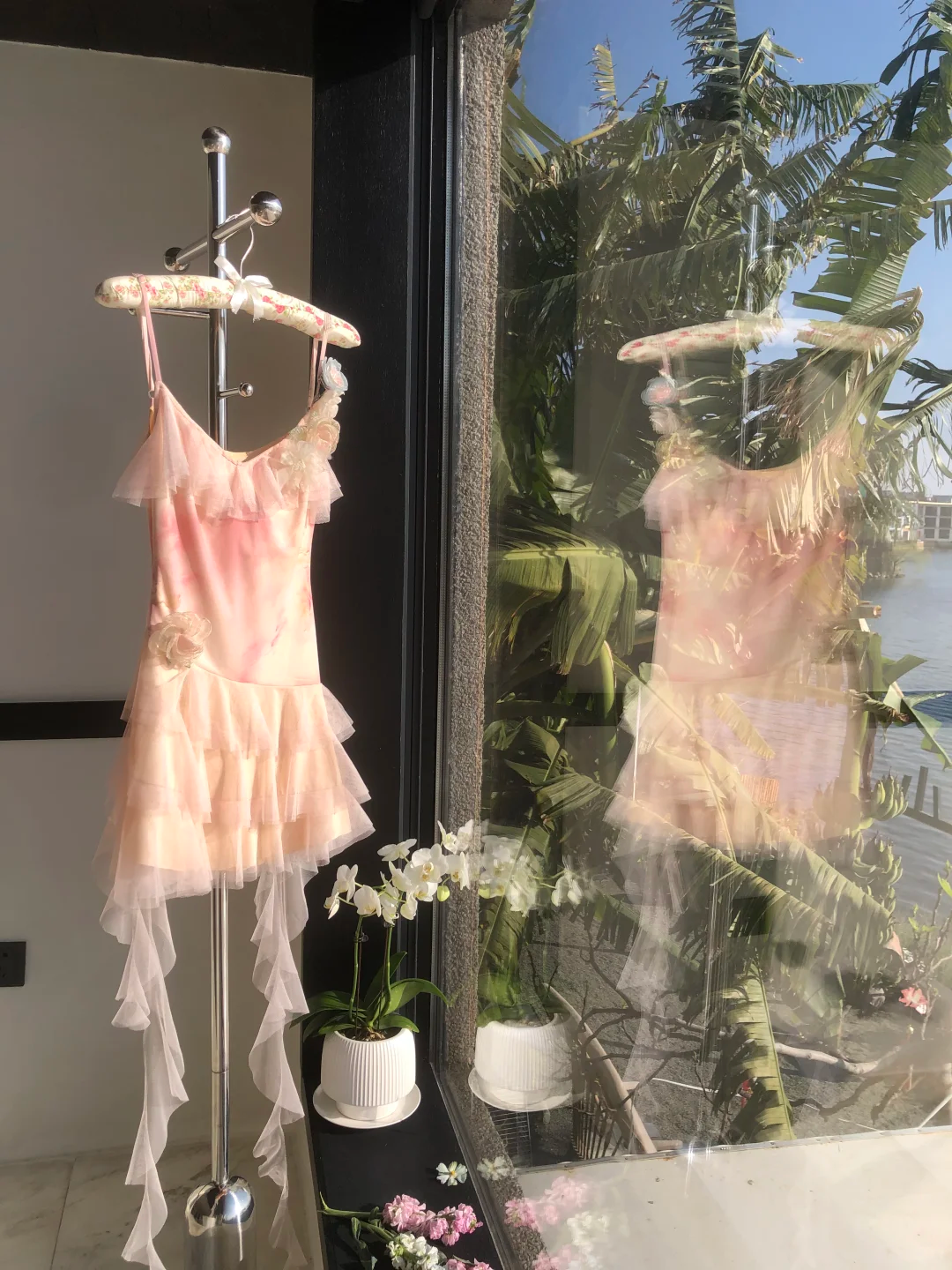 Gentle A Line Spaghetti Strap Flowy Layered Tulle Mini Homecoming Dress Cocktail Dress DP2810