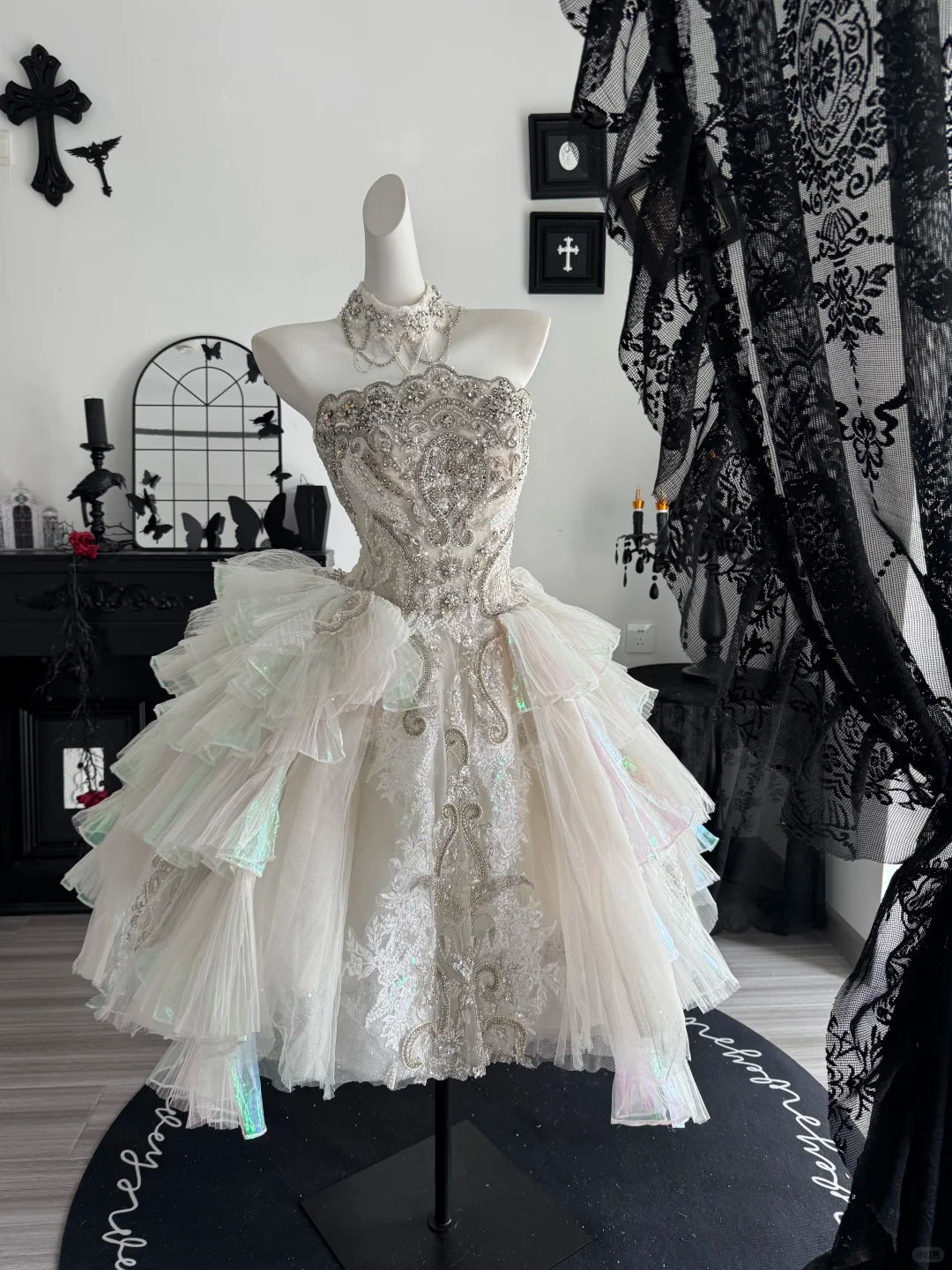 Glamorous A Line Strapless Shiny Beaded Tulle Short Prom Dress Homecoming Dress DP6976