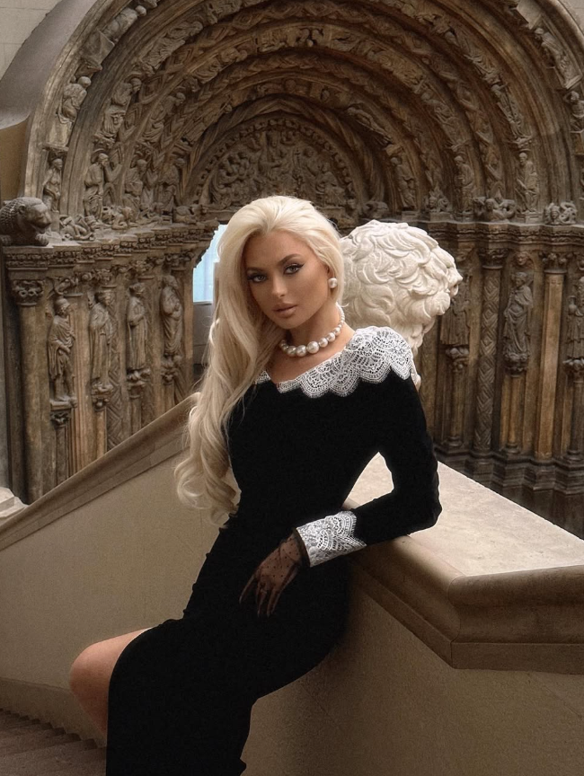 Classic Sheath Long Sleeve Black Velvet White Lace Long Evening Dress Party Dress with Slit DP3288