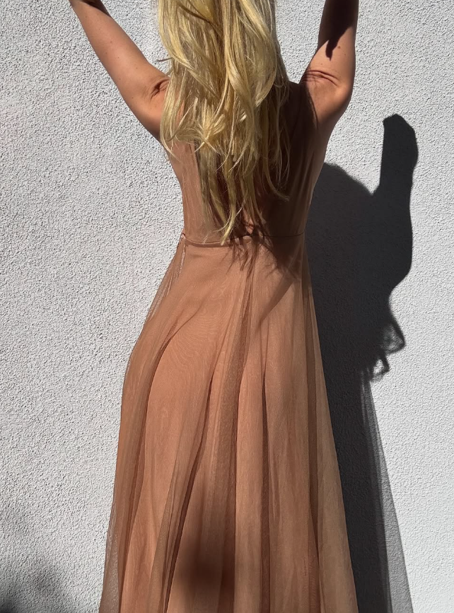 Simple A Line Spaghetti Strap Tulle Long Prom Dress Graduation Prom Dress DP2043