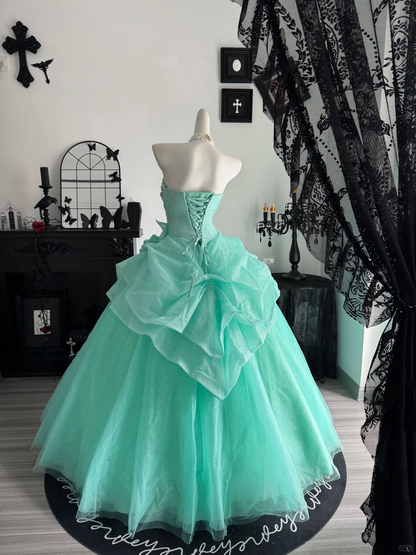 Mint Green Ball Gown Sweetheart Neck Sequin Beaded Tulle Prom Dress Quinceanera Dress DP6965