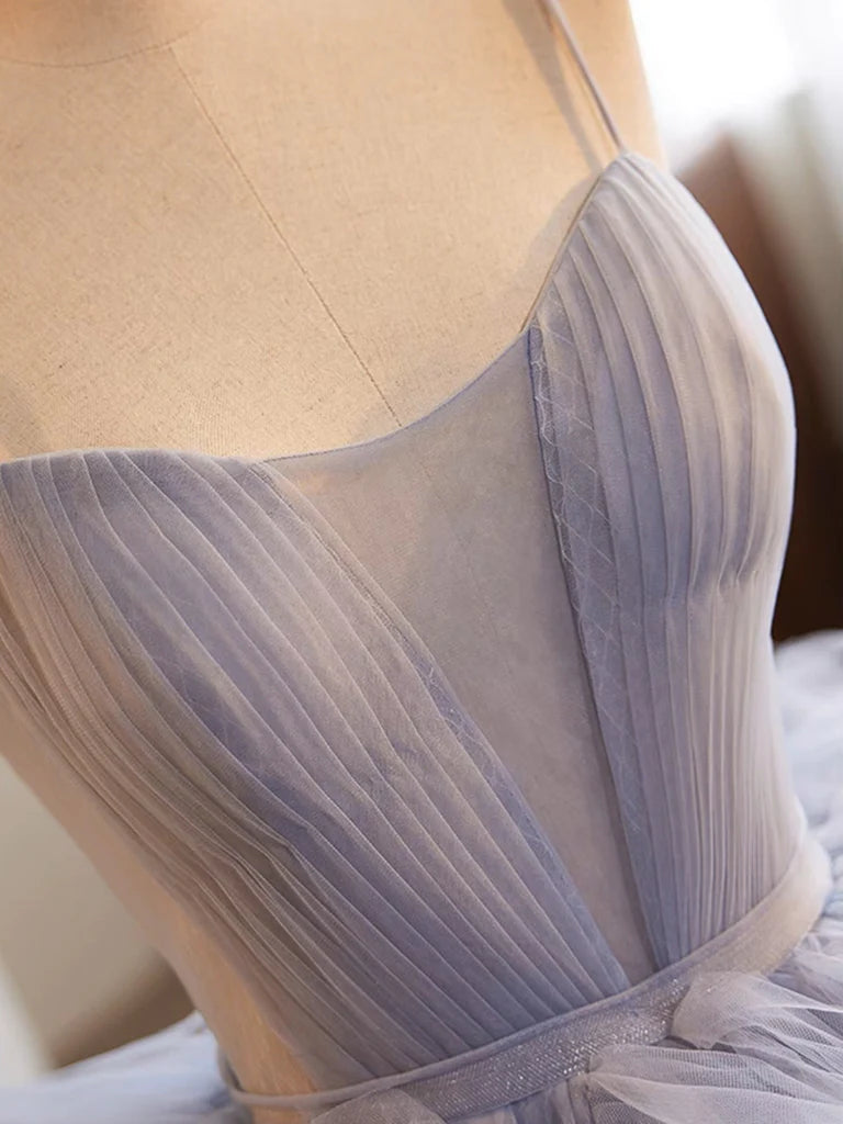 Purple Line Spaghetti Strap Layered Tulle Prom Dress Evening Dress DP944