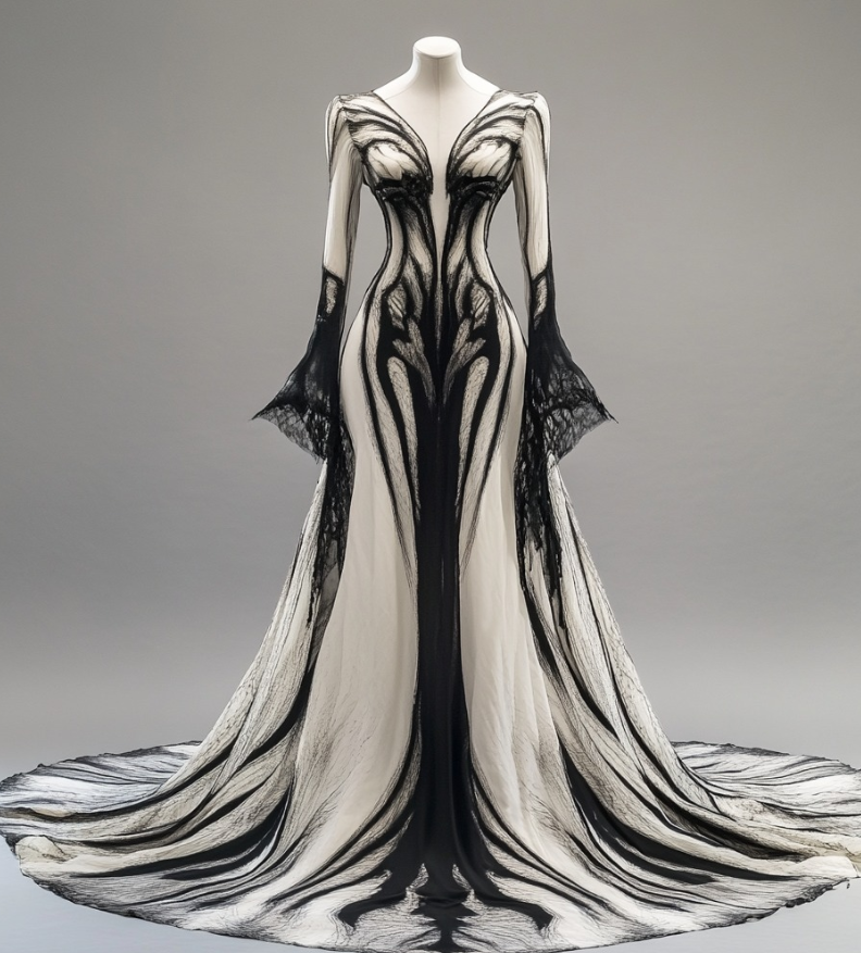 Elegant A Line Long Sleeve V Neck Chiffon Long Prom Dress Evening Dress DP1824
