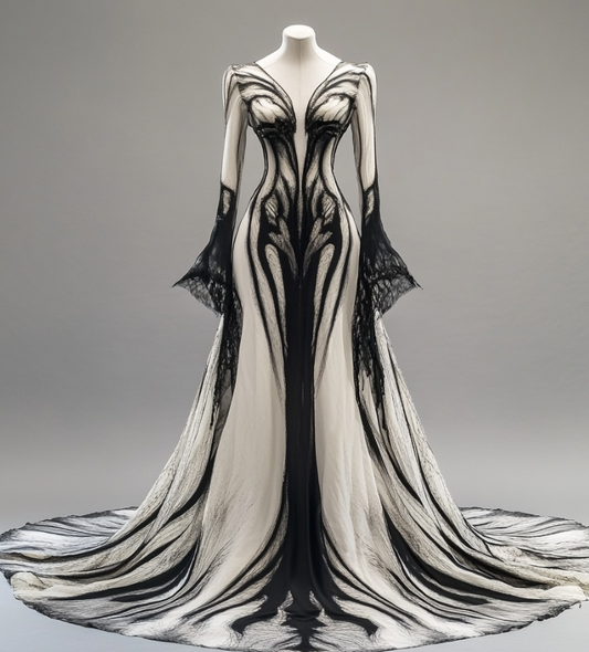 Elegant A Line Long Sleeve V Neck Chiffon Long Prom Dress Evening Dress DP1824