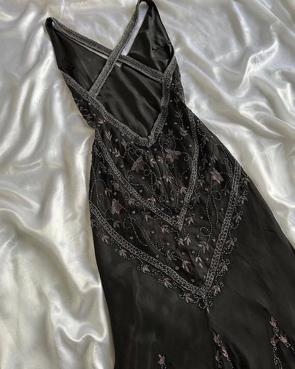 Sexy Mermaid Straps Beads Chiffon Backless Long Prom Dress Party Dress DP1241