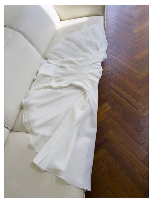 Simple A Line Straps White Chiffon Ankle Length Homecoming Dress Outfits DP1280