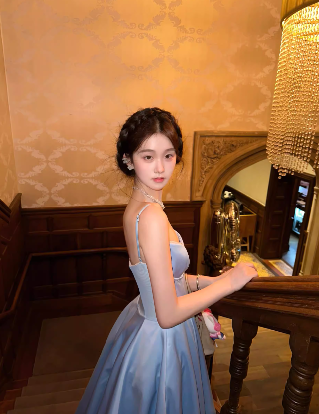 Baby Blue Elegant Simple Satin Party Dress Date Dress Birthday Dress DP2960