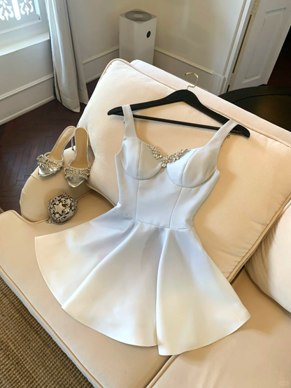 Blue Ombre A Line Simple Satin Short Prom Dress Homecoming Dress DP6389