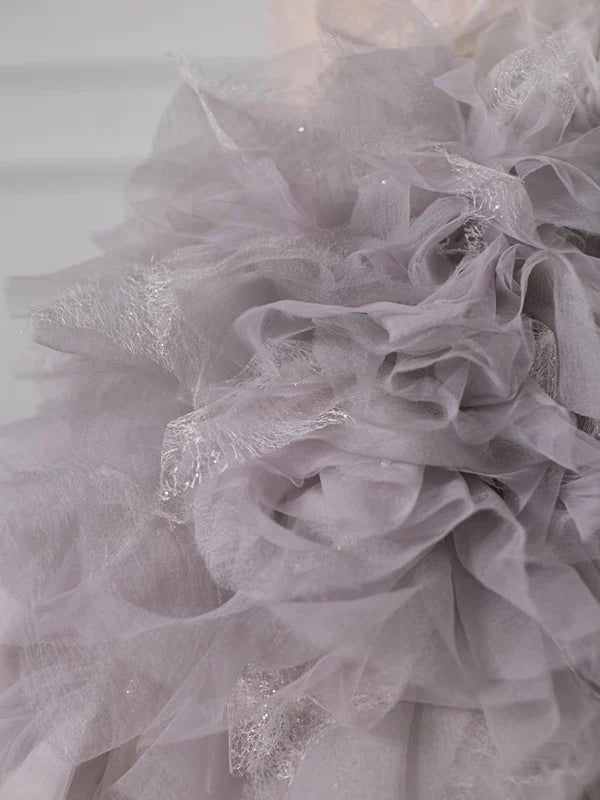 Mermaid Strapless Tulle Long Prom Dresses Party Gown Evening Dress DP1252