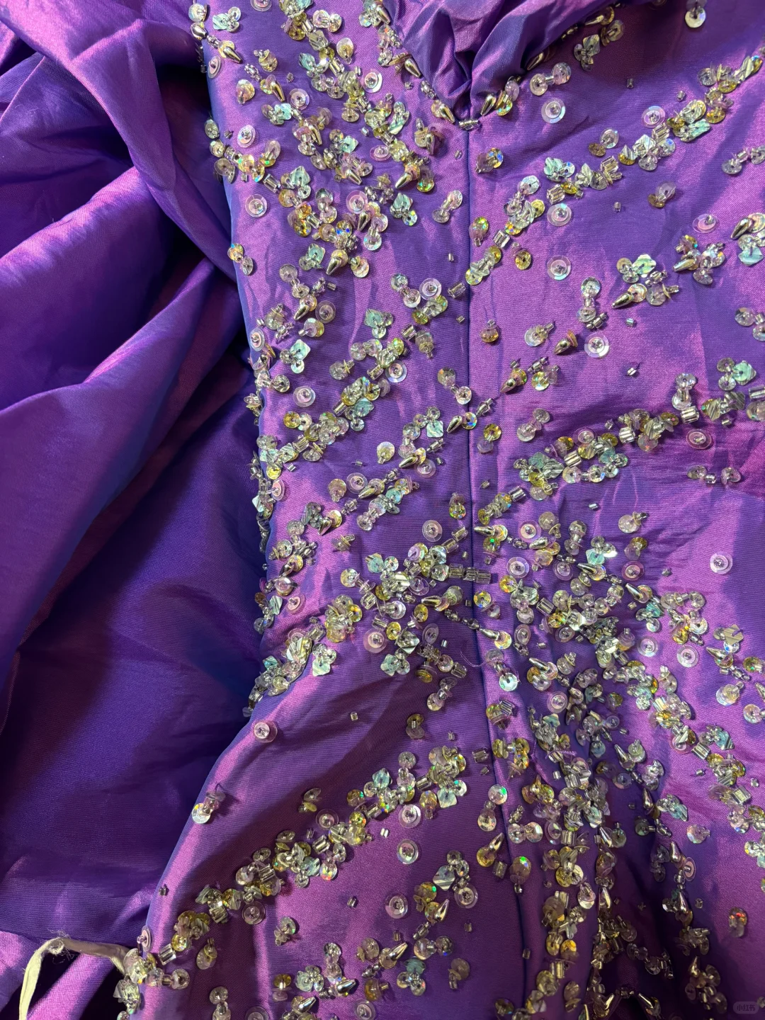 Purple Retro Mermaid Strapless Pleated Beaded Satin Open Back  Prom Dress Formal Dress DP3208