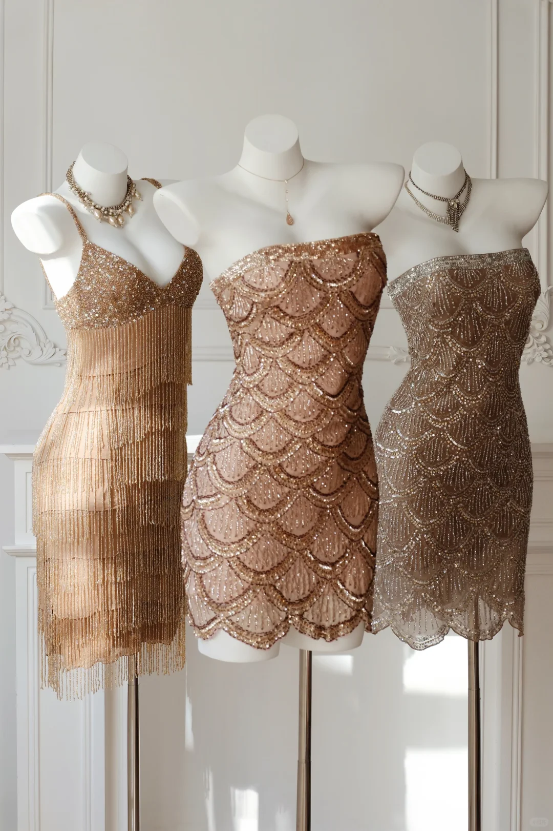 Vintage Brown Layered Beading Sequin Short Prom Dress Homecoming Dress DP5447