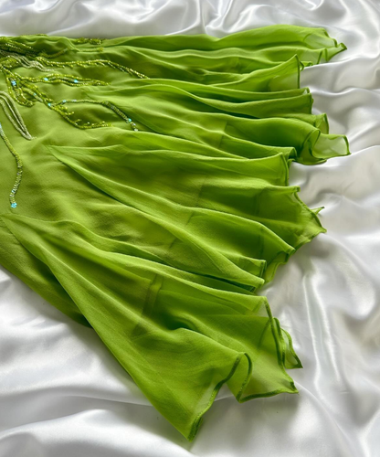 Vintage A Line Bright Green Beaded Chiffon Homecoming Dress Outfits DP5133