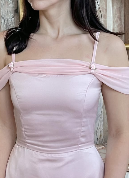 Simple Pink Sheath Off the Shoulder Chiffon Satin Short Cute Homecoming Dress DP4445