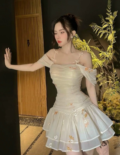 Chic Chiffon Straps Ruched Bodice Homecoming Dress  DP555