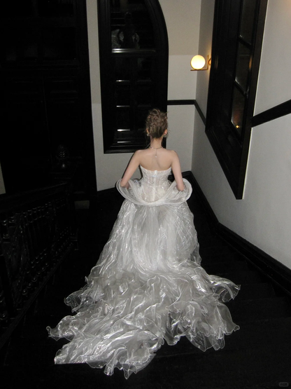 Stunning Ball Gown Sweetheart Neck Organza Long Party Dress Prom Dress DP2504