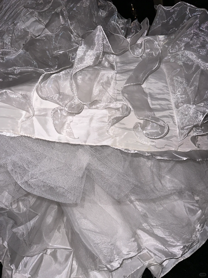 Pretty A Line Sweetheart Neck Ruffle White Organza Prom Dress 21th Birthday Dress DP3891