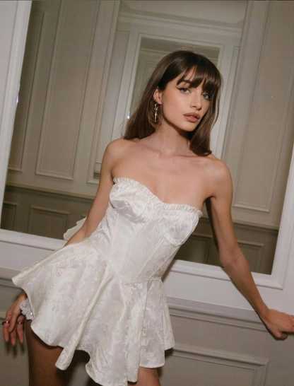 Cute A Line Sweetheart Neck White Satin Prom Dress Graduation Prom Dress DP2120