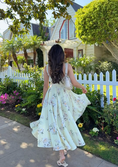 Pretty A Line Straps Print Floral Satin Prom Dress Evening Dress Vacation Dress DP5607