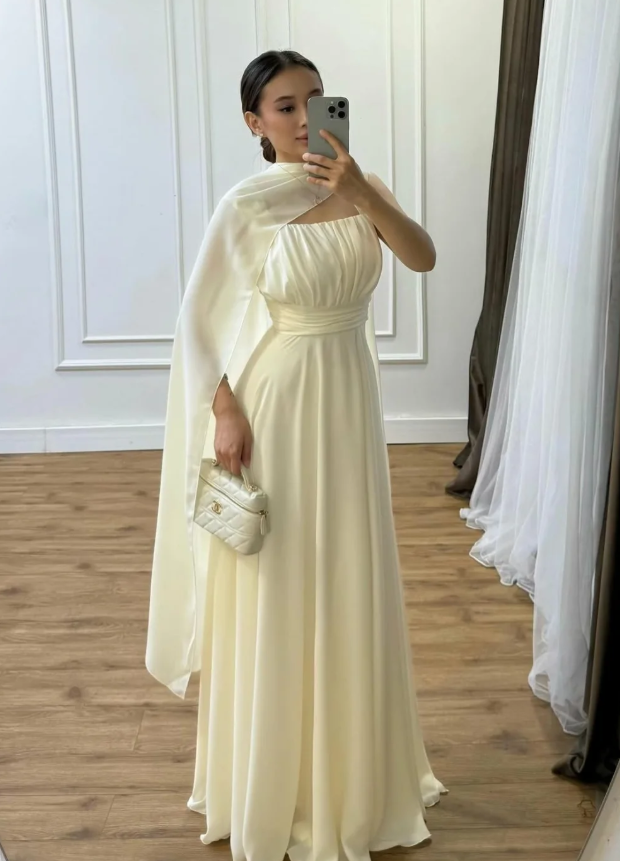 Elegant A Line Straps Satin Long Prom Dress Evening Dress DP6923