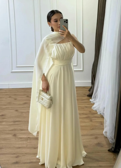 Elegant A Line Straps Satin Long Prom Dress Evening Dress DP6923
