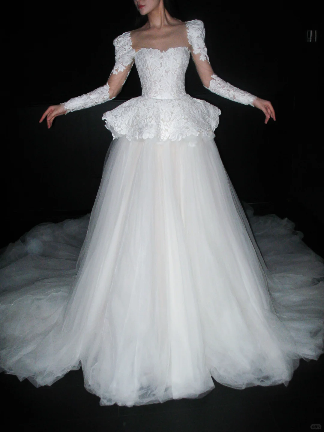 White Ball Gown Square Neck Exquisite Lace Tulle Long Wedding Dress DP8107