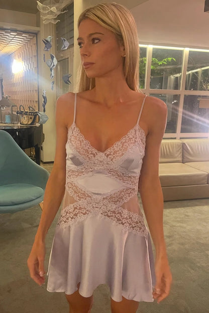 Charming A Line Spaghetti Straps Lilac Short Homecoming Dress with Lace DP7315