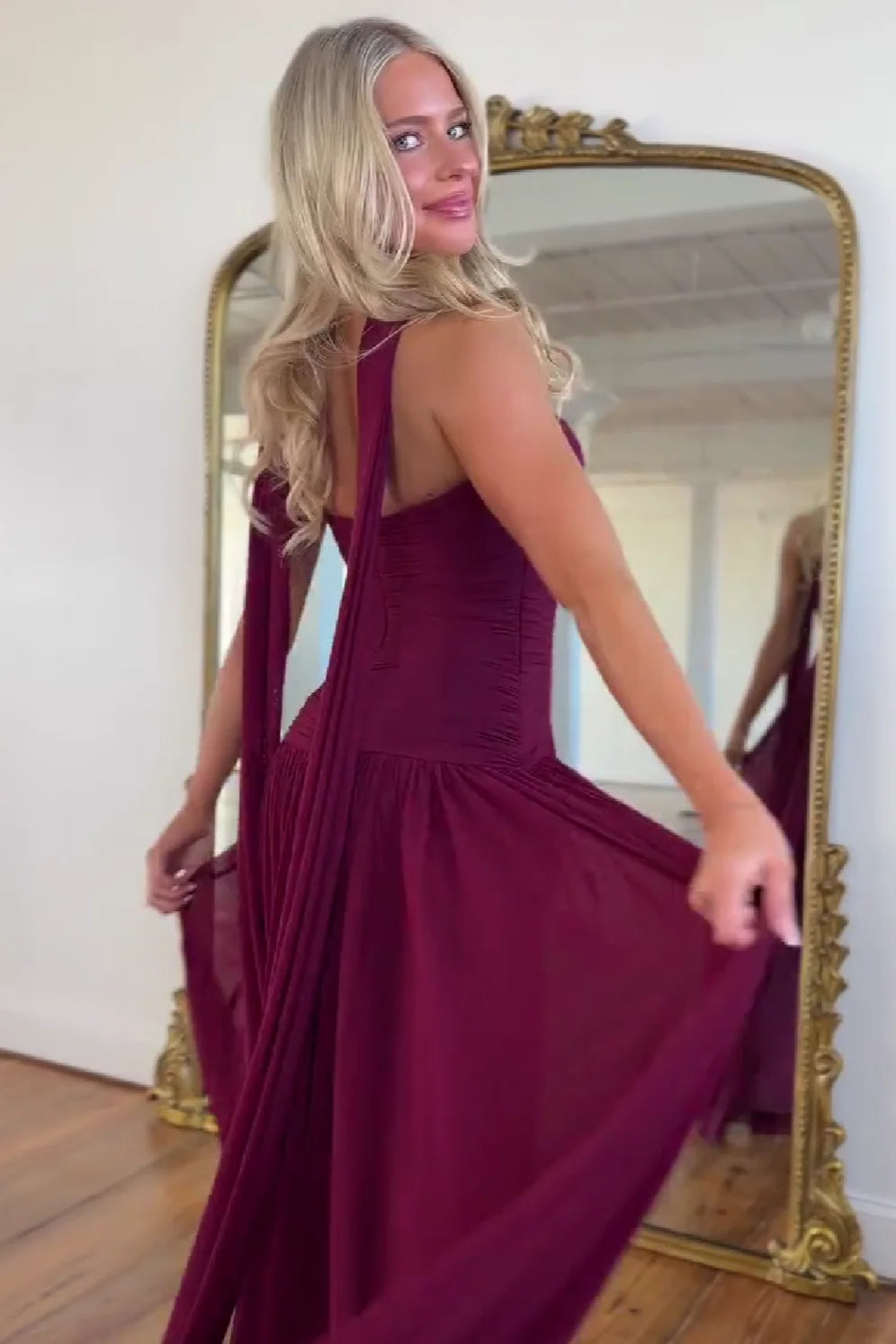 Charming A Line Sweetheart Chiffon Long Prom Dress with Keyhole DP7501