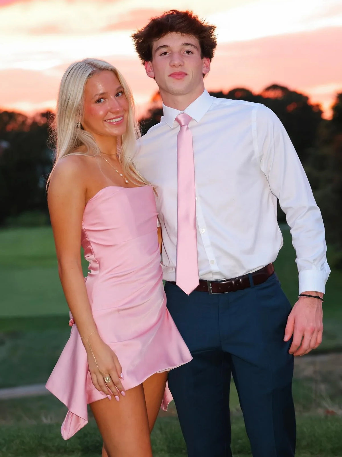 Cute A Line Strapless Pink Satin Short Homecoming Dress DP7355