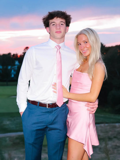 Cute A Line Strapless Pink Satin Short Homecoming Dress DP7355