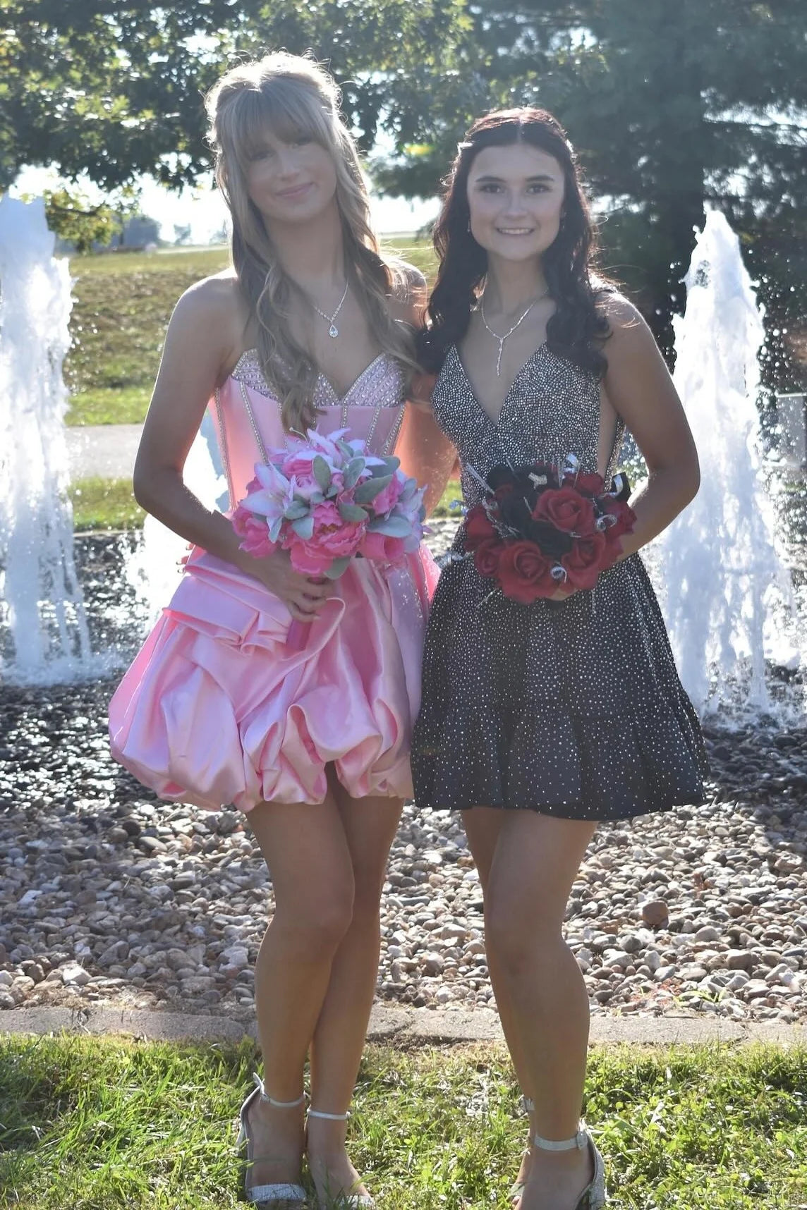 Princess A Line Sweetheart Pink Corset Homecoming Dress with Beading DP7288