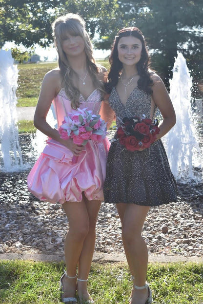 Princess A Line Sweetheart Pink Corset Homecoming Dress with Beading DP7288