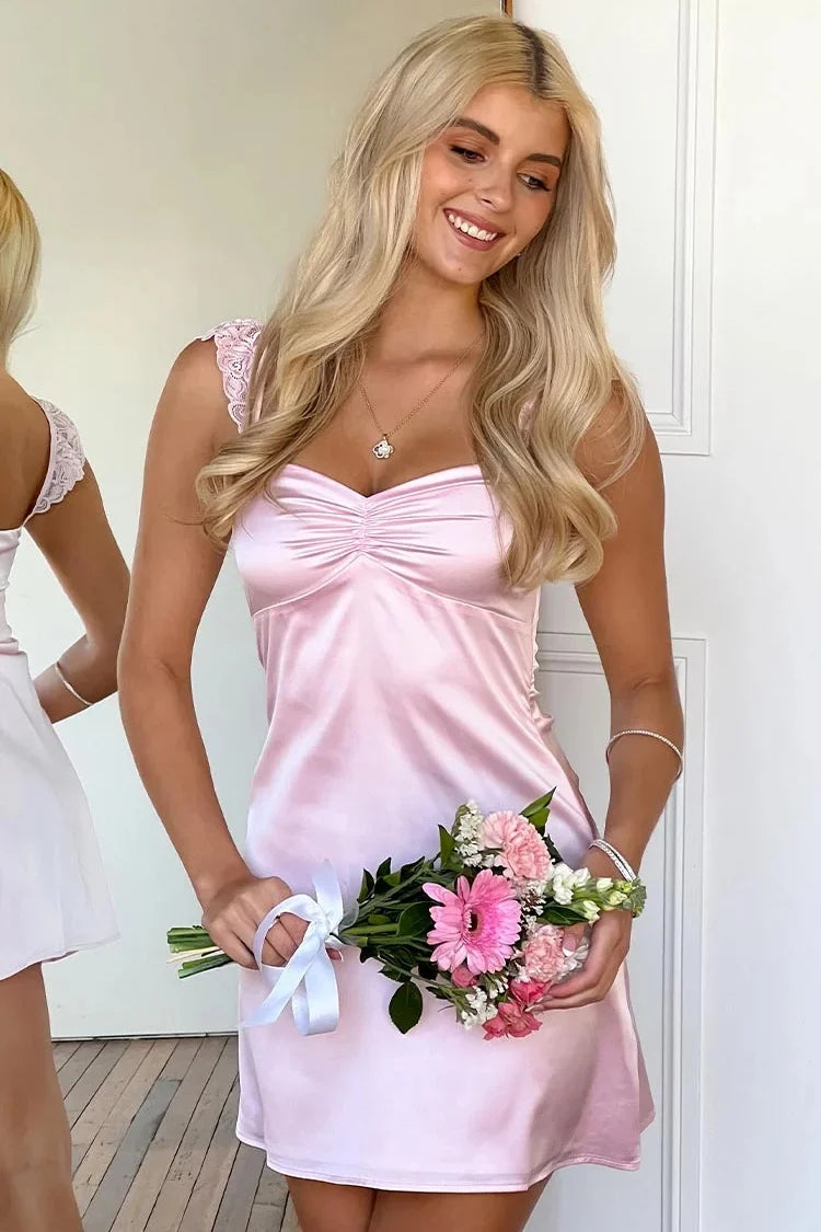 Cute A Line Sweetheart Pink Short Homecoming Dress with Lace DP7072