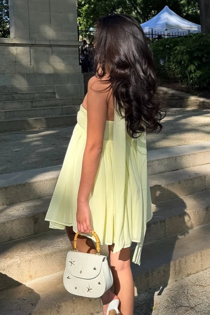 Cute A Line Sweetheart Light Yellow Short Homecoming Dress with Scarf DP7079