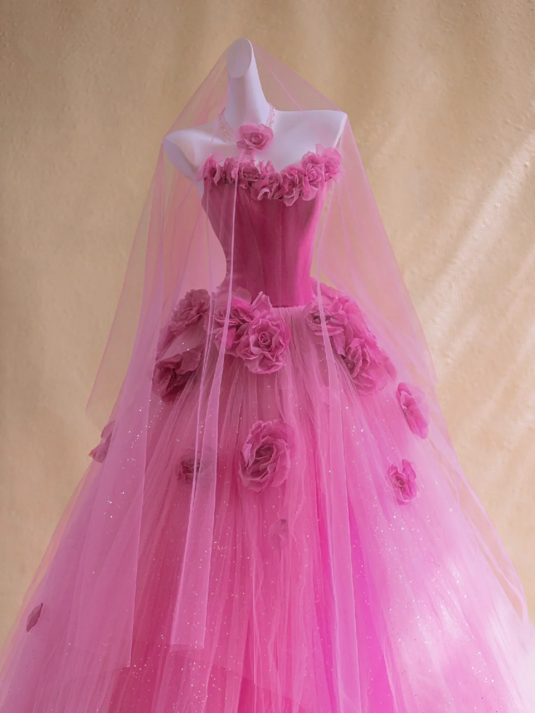 New A Line Strapless Flower Pink Velvet Tulle Long Prom Dress Party Dress DP2722