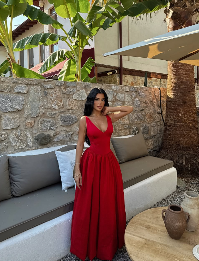 Pretty Burgundy A Line V Neck Satin Long Prom Dress Party Dress DP8227