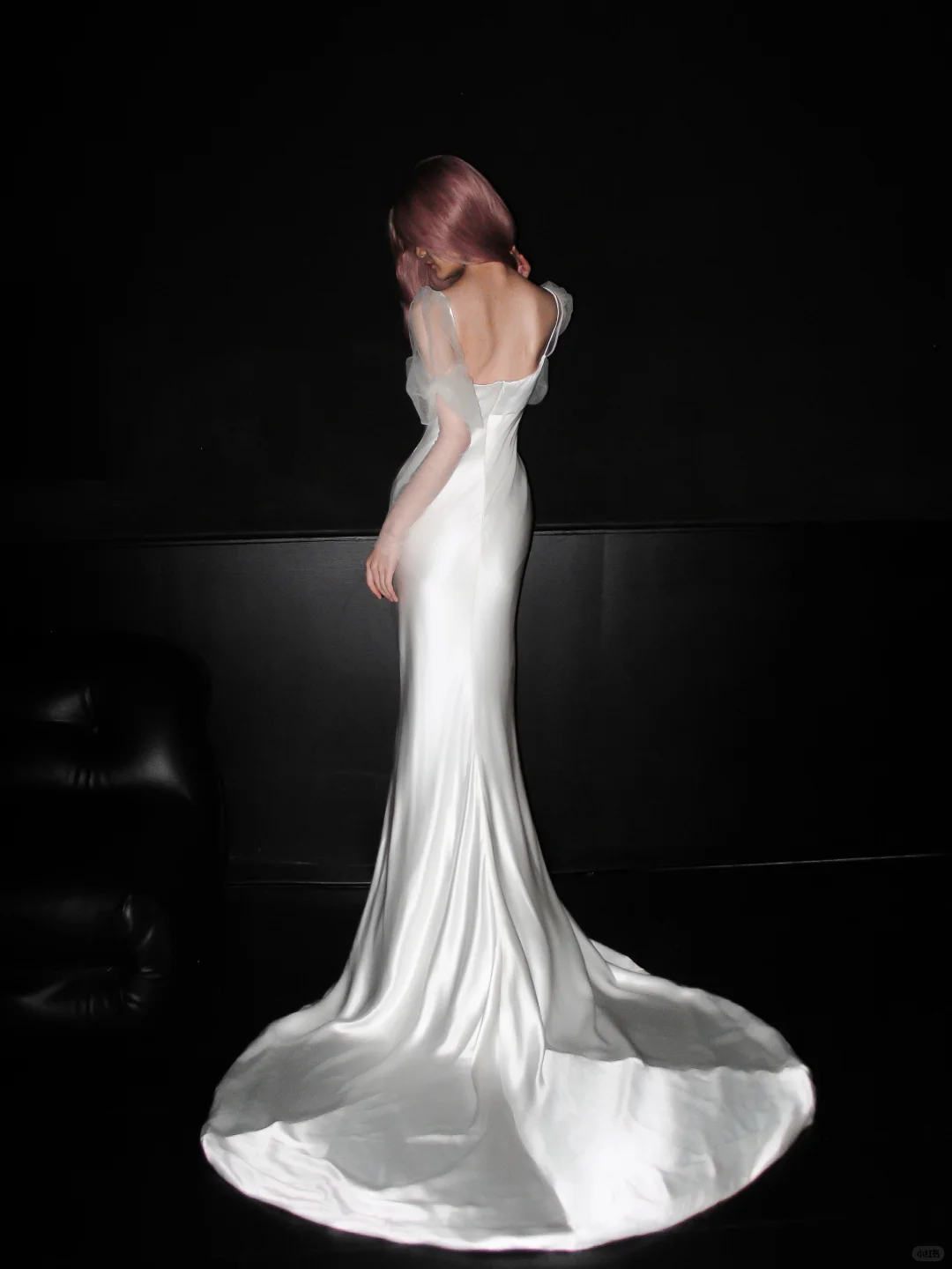 Classic Elegance Mermaid Puff White Satin Tulle Long Wedding Dress DP5200