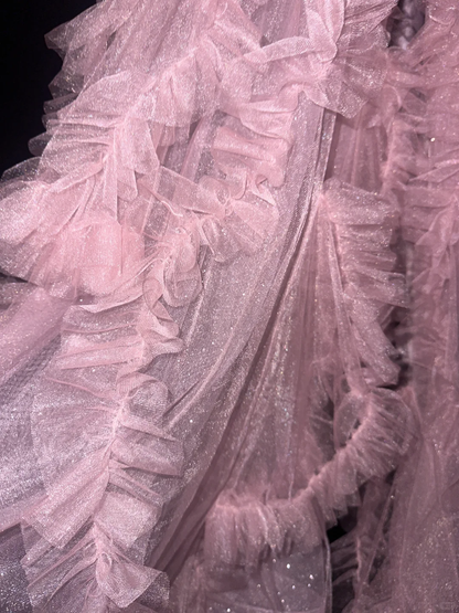 Princess Pink A Line Spaghetti Strap Corset Tulle Prom Dress 21th Birthday Dress DP3892