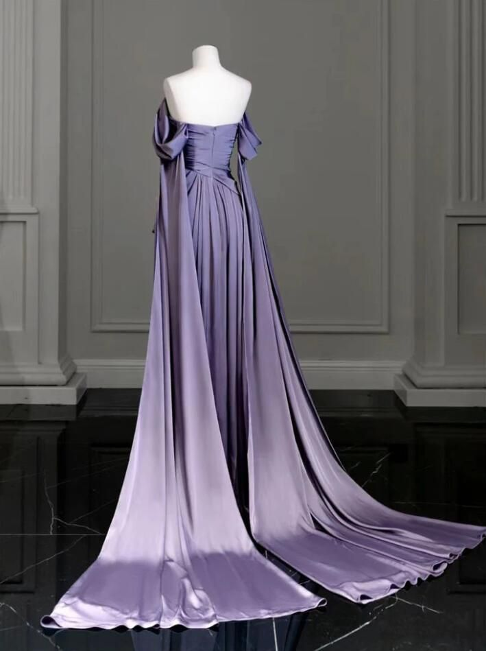 Elegant Mermaid Purple Satin Prom Dress DP226