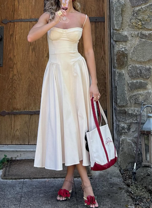 Simple A Line Spaghetti Strap White Satin Prom Dress Evening Dress DP1669