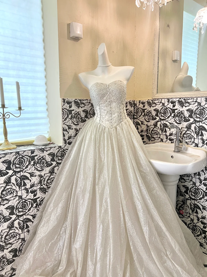 Shiny Silver Sequin A Line Sweetheart Neck Beaded Long Prom Dress Formal Dress DP3330