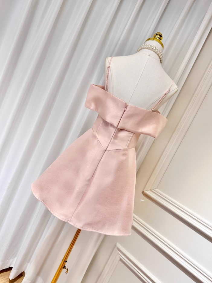 Simple Spaghetti Straps Pink Birthday Dress Homecoming Dresses DP466