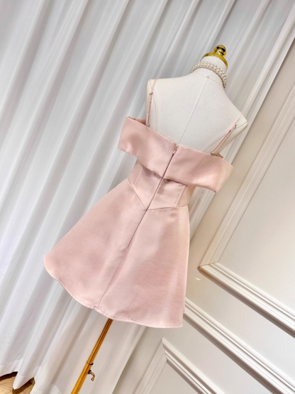 Simple Spaghetti Straps Pink Birthday Dress Homecoming Dresses DP466