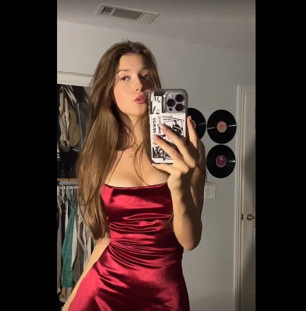 Burgundy A Line Spaghetti Strap Satin Mini Homecoming Dress Cocktail DressDP3360