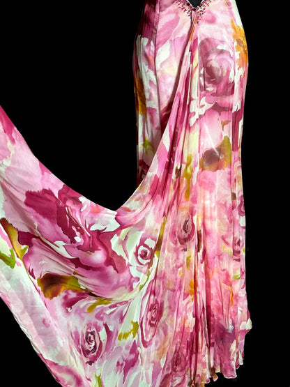 Vintage Mermaid Sweetheart Pink Chiffon Floral Backless Long Prom Dresses Party Dress 18th Birthday Outfits Graduation Dresses DP3351